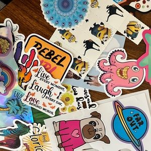 Stickers, temp tattoos and water bottle mystery envelope 😀